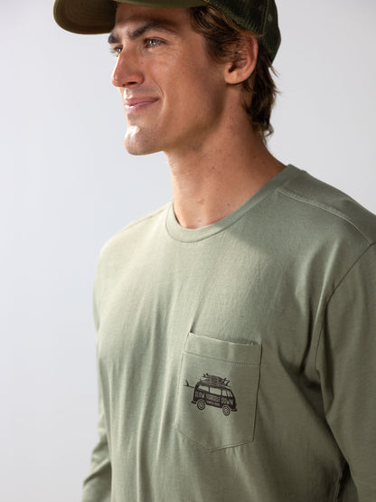 Surf Van L/S Pocket Tee | Organic Cotton | Slow Yourself Down - Mens Shirts