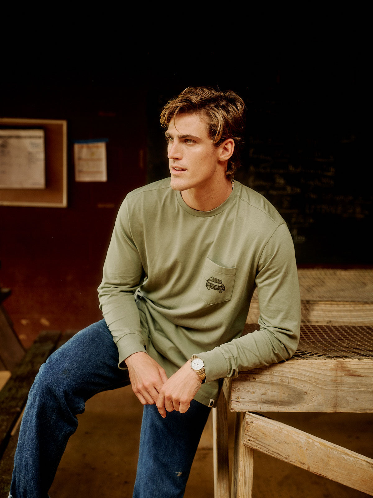 Surf Van L/S Pocket Tee | Organic Cotton | Slow Yourself Down - Mens Shirts
