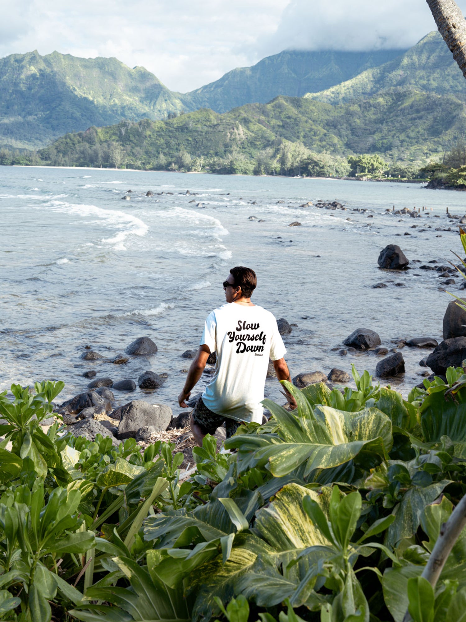 White Retro Tee | Organic Cotton | Slow Yourself Down - Mens Shirts