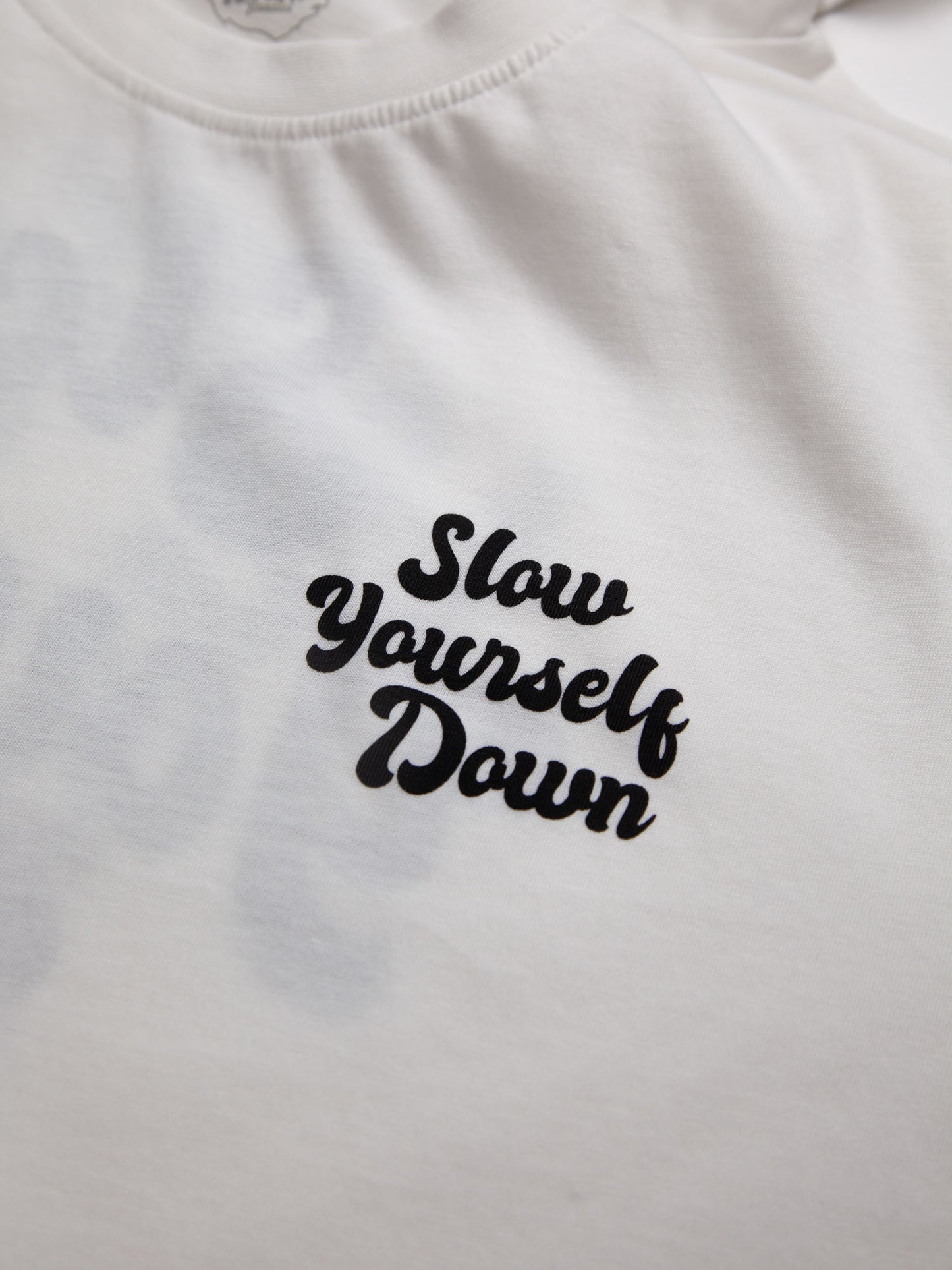 White Retro Tee | Organic Cotton | Slow Yourself Down - Mens Shirts