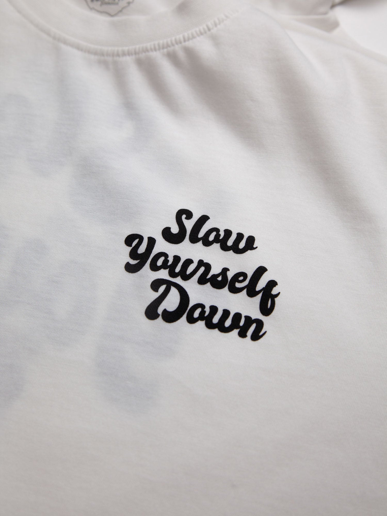 White Retro Tee | Organic Cotton | Slow Yourself Down - Mens Shirts