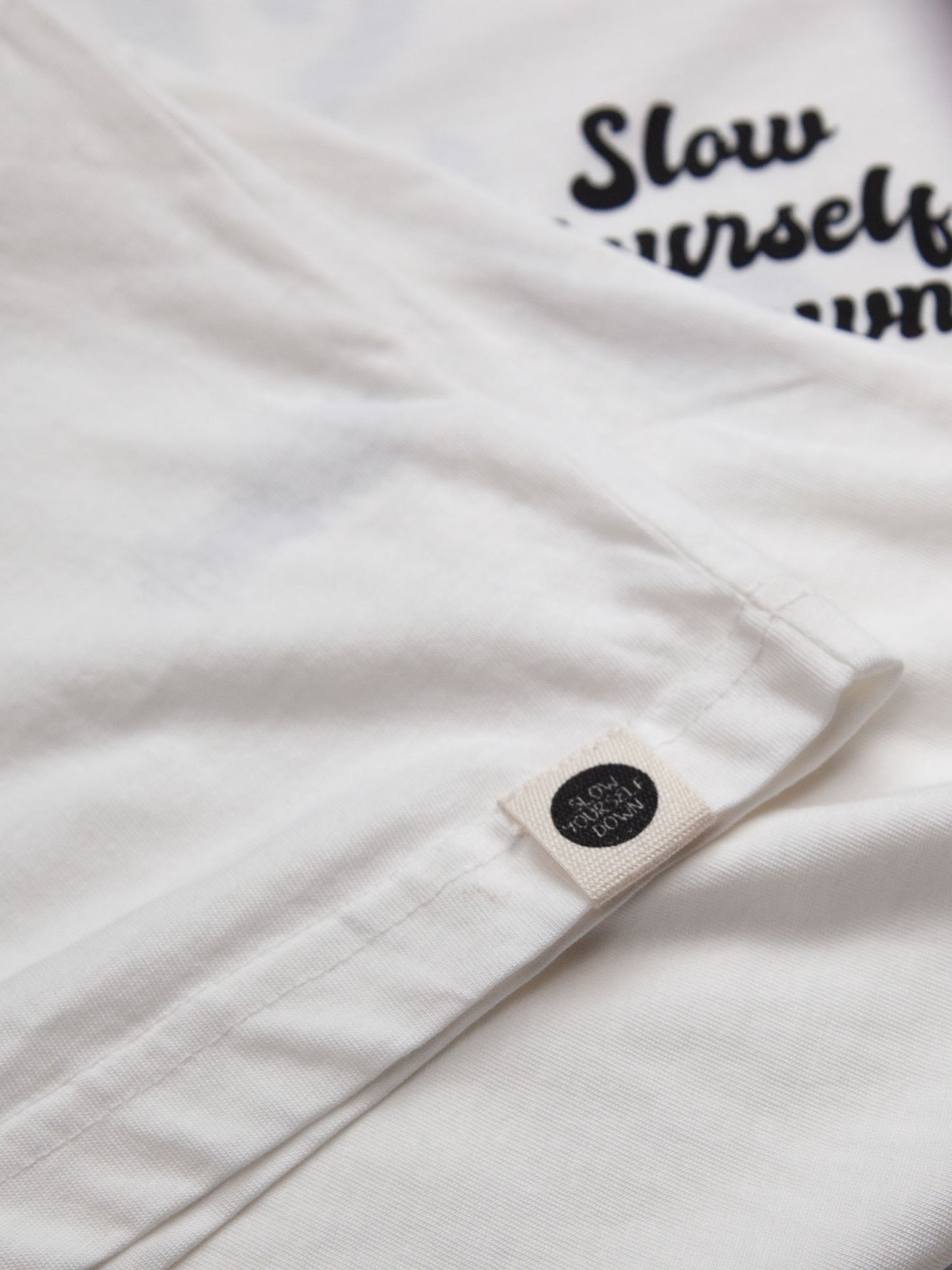 White Retro Tee | Organic Cotton | Slow Yourself Down - Mens Shirts