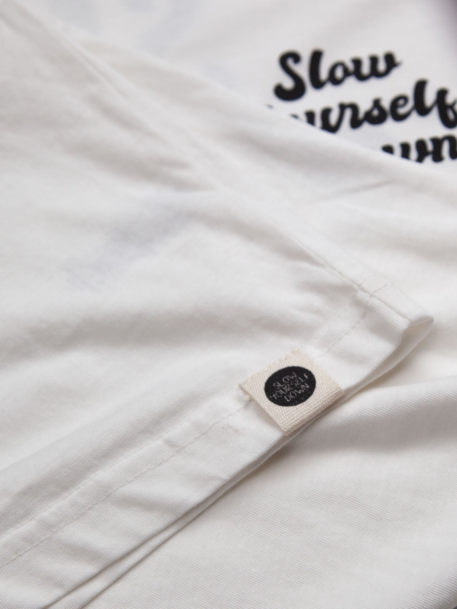 White Retro Tee | Organic Cotton | Slow Yourself Down - Mens Shirts