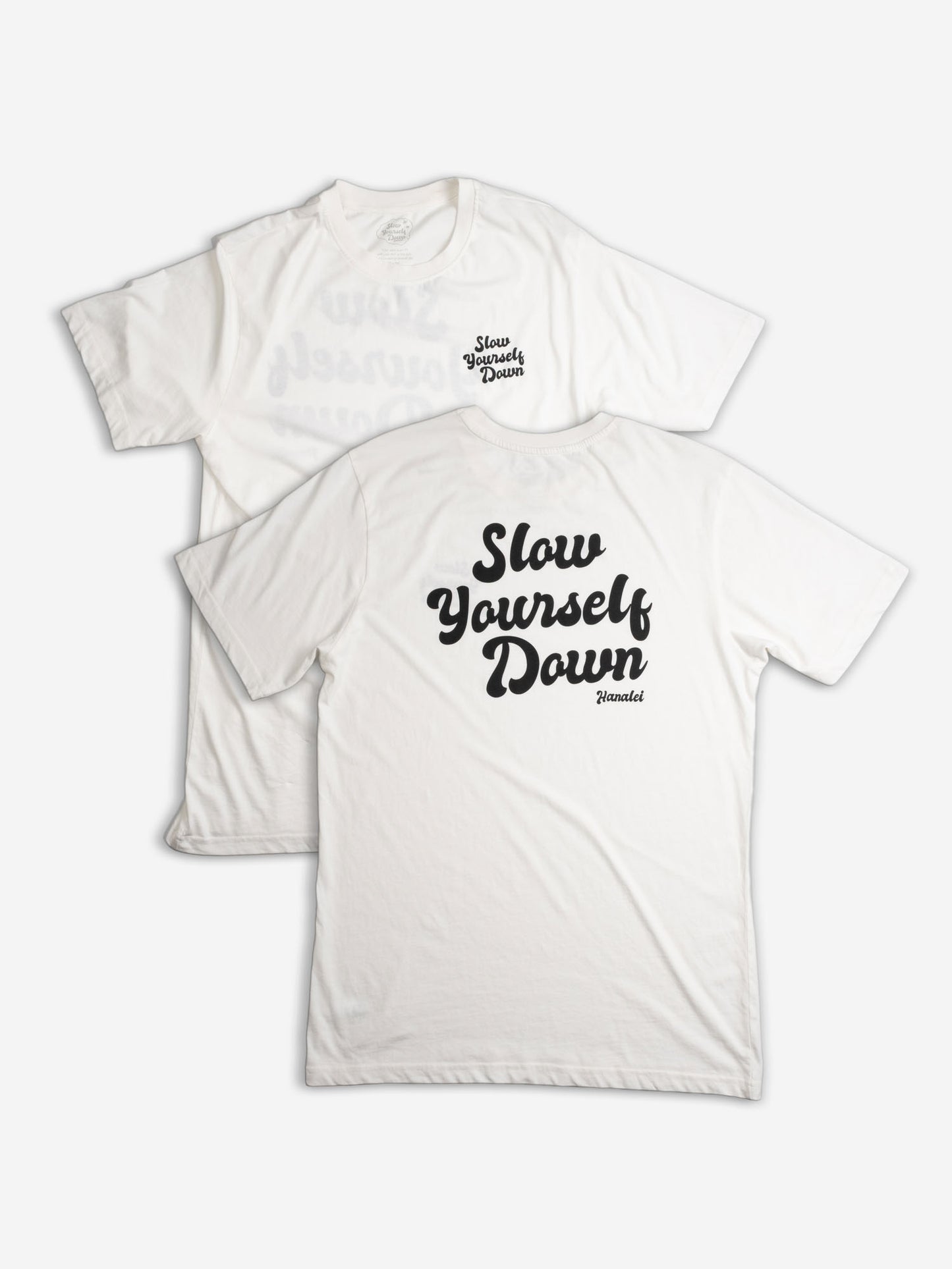 White Retro Tee | Organic Cotton | Slow Yourself Down - Mens Shirts