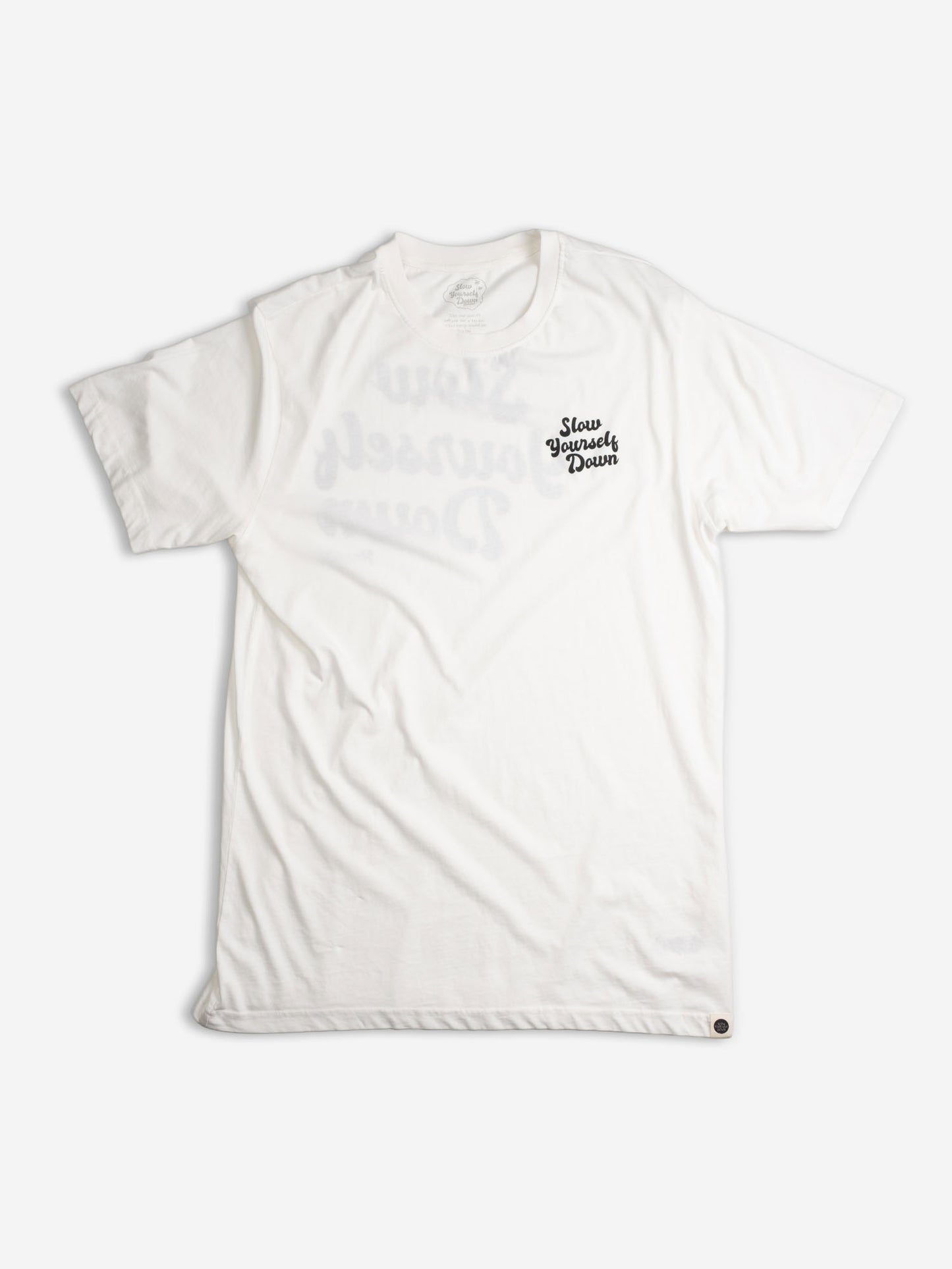 White Retro Tee | Organic Cotton | Slow Yourself Down - Mens Shirts