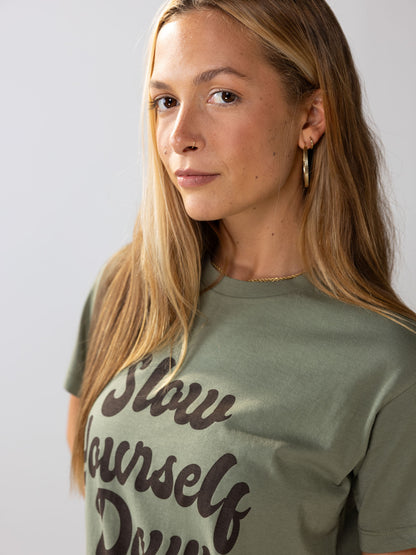 Womens Oversized Retro Tee - Slow Yourself Down