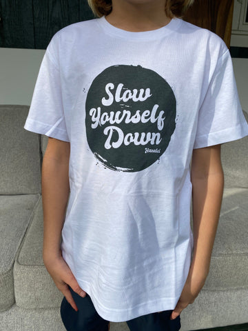 Kids Retro Distressed Logo Tee Kids Shirts - Slow Yourself Down