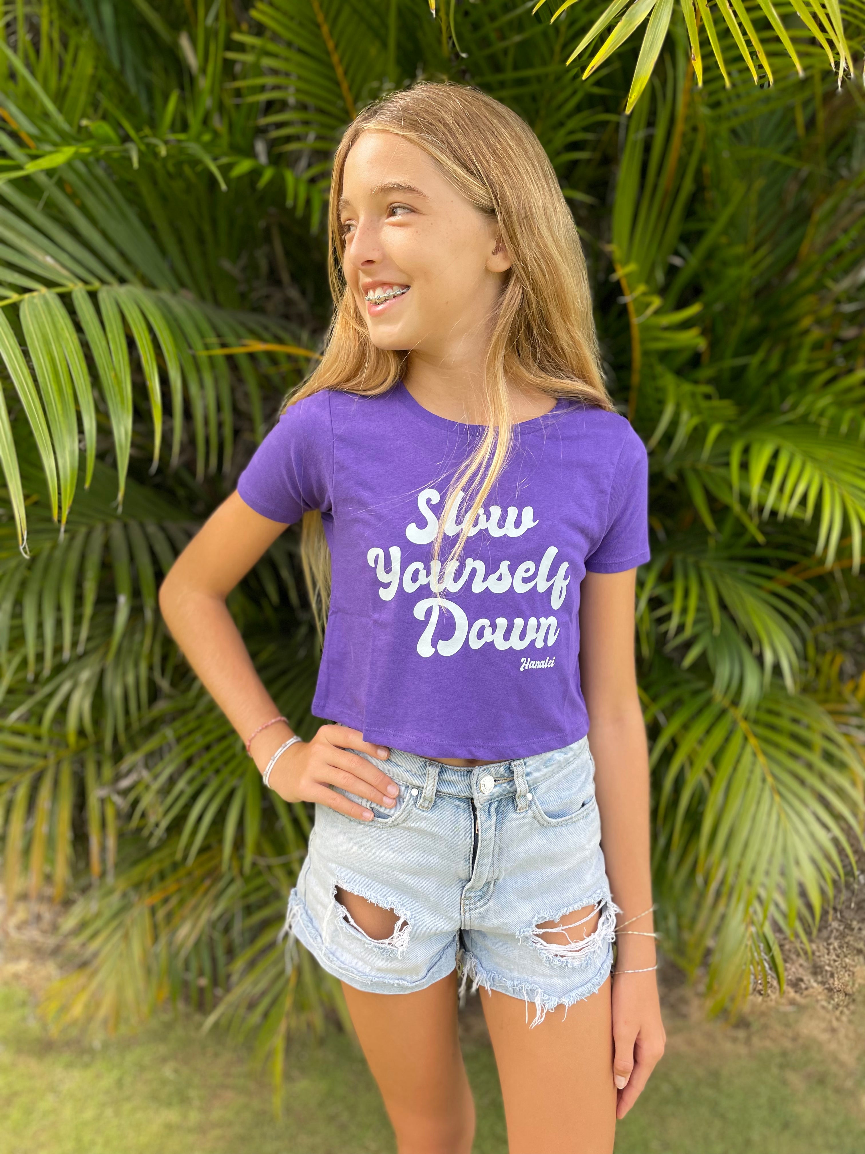 Kids SYD Tee Crop Cut Kids Shirts - Slow Yourself Down