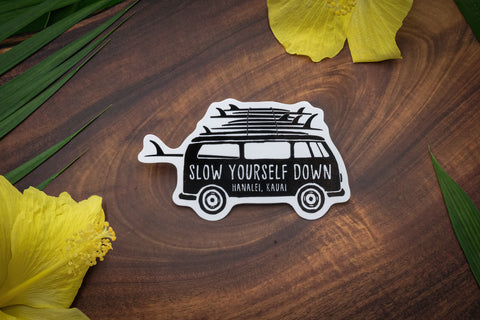 Surfer Van Sticker | Slow Yourself Down