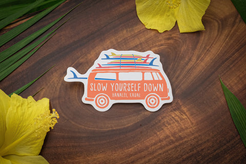 Surfer Van Sticker | Slow Yourself Down